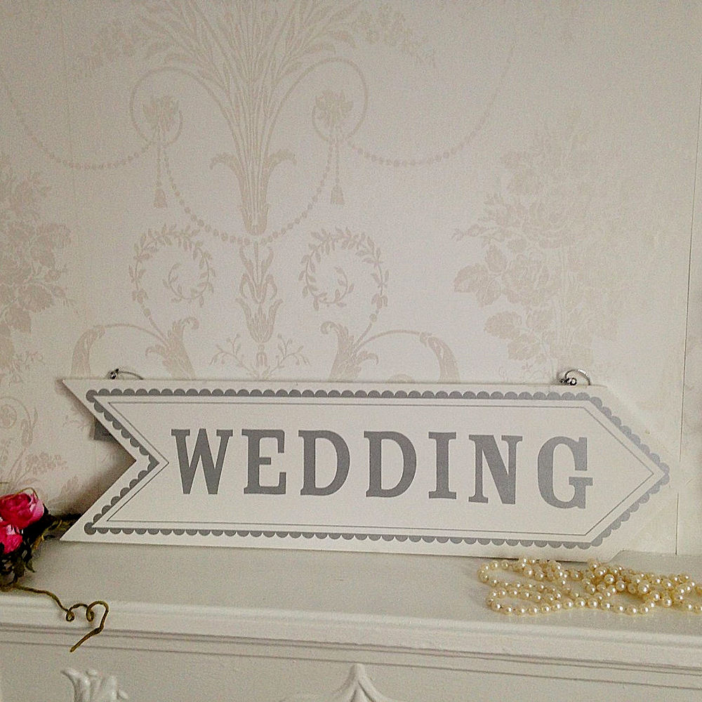 Silver & White Wedding Arrow Sign