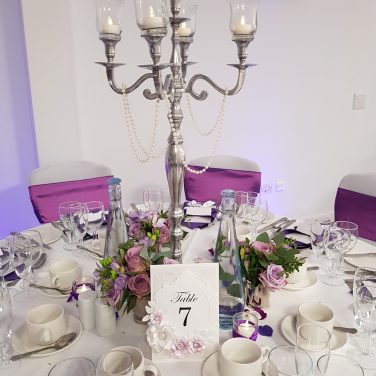 Silver Candelabra with Hurricane Tops