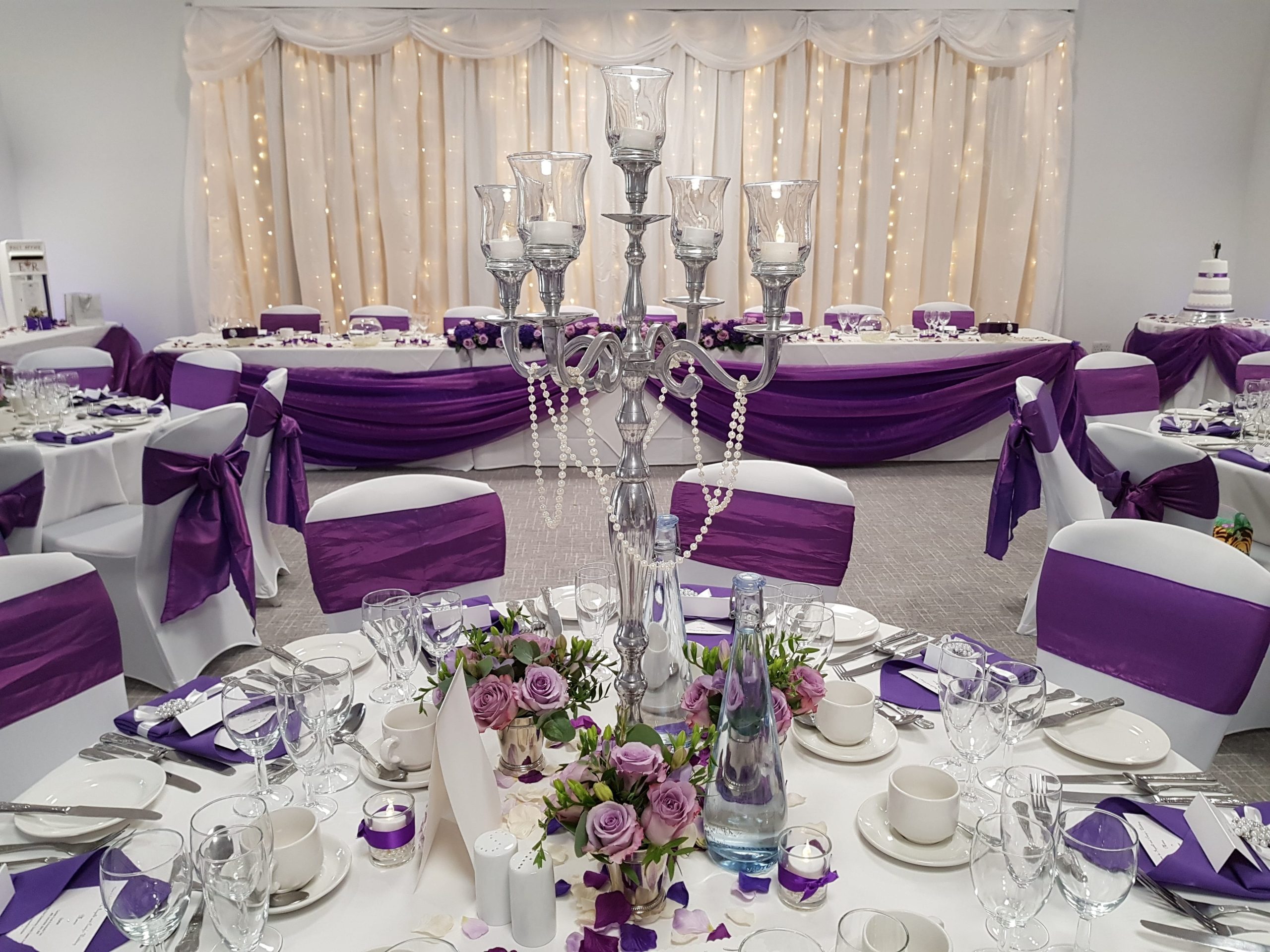 Silver Candelabra with Hurricane Tops