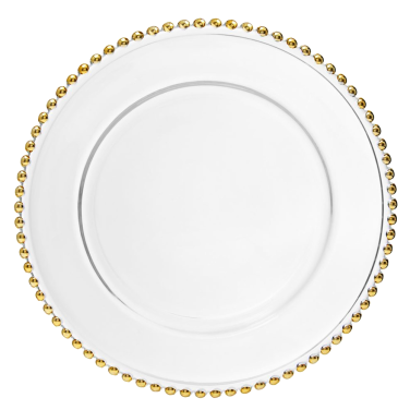 Gold Glass Beaded Charger Plate Hire