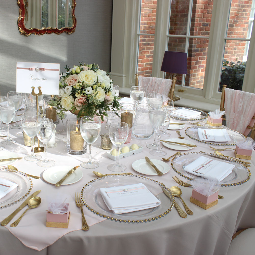 Gold Beaded Charger Plates Stone Linen Gold Cutlery