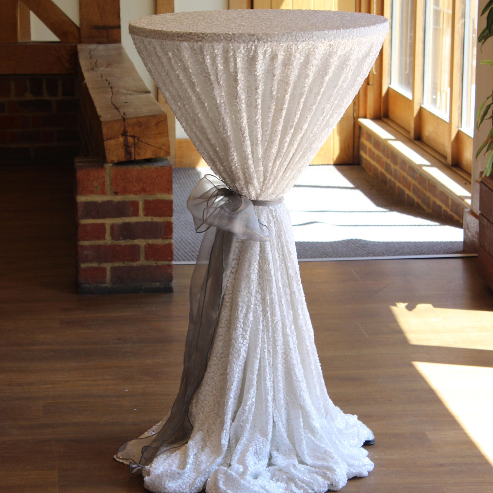 White Sequin Poseur Table