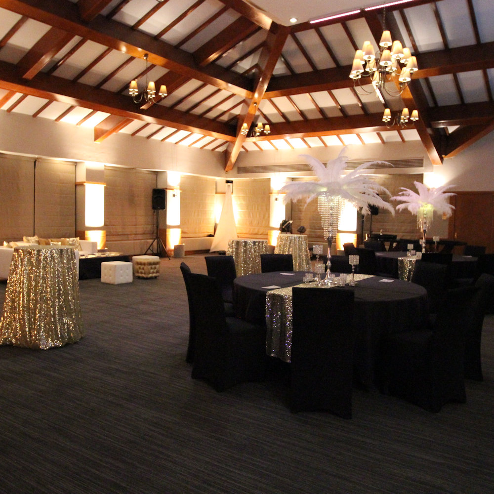 Gold Sequin Poseur Table at Gatsby Themed Wedding