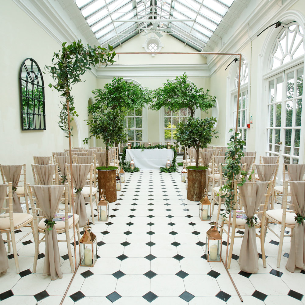 Stone chiavari chair drape with ivy ring at hunton park