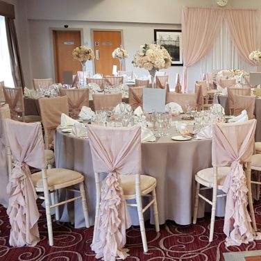 Letchworth Hall antique pink wraps hoods with ruffles
