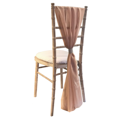 Limewash Chiavari with White Seat Pad & Antique Pink Drape