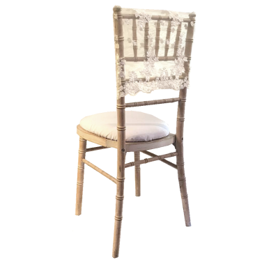 Limewash Chiavari with White Seat Pad with lace cap