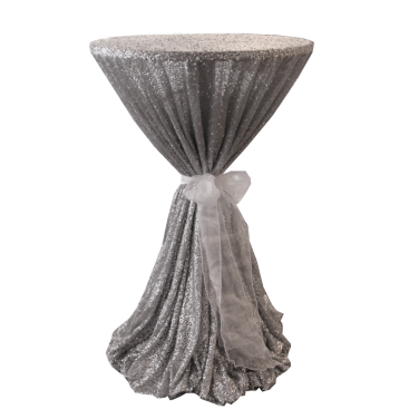 Poseur Table with Silver Sequin Cloth