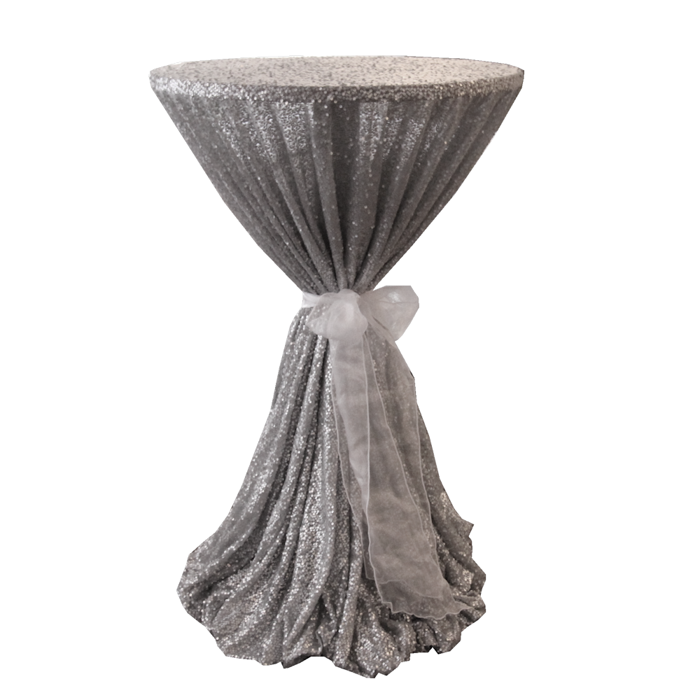 Poseur Table with Silver Sequin Cloth