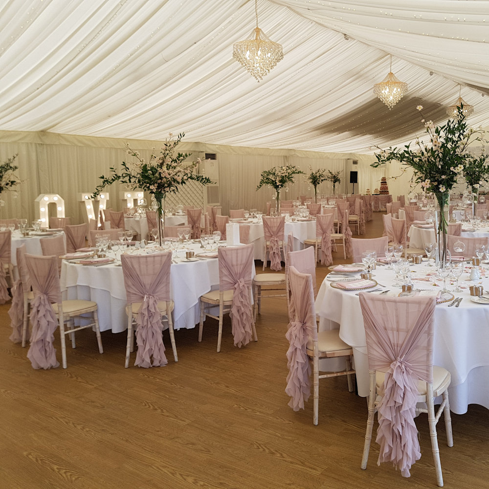 Quendon hall blush antique pink hoods wraps with ruffels