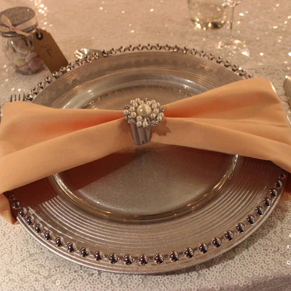 Silver Ribbed Acrylic Charger Plate