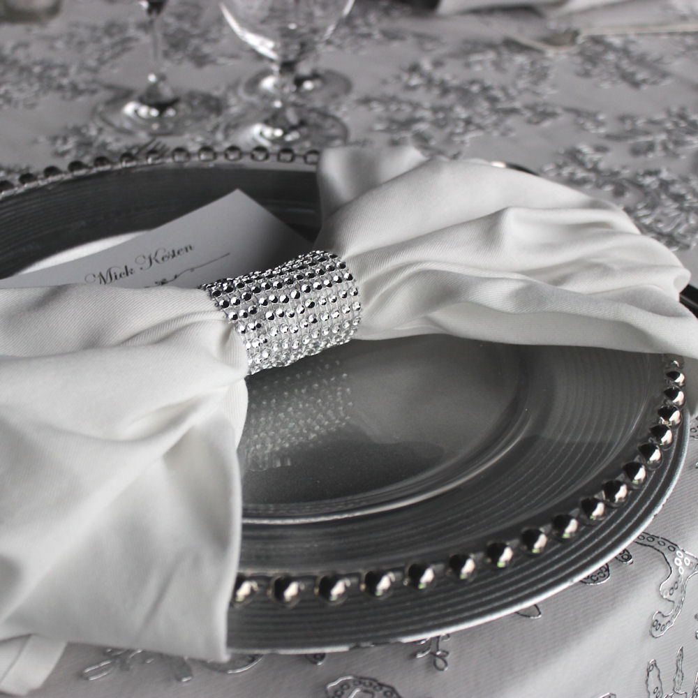 Silver Ribbed Acrylic Charger Plate