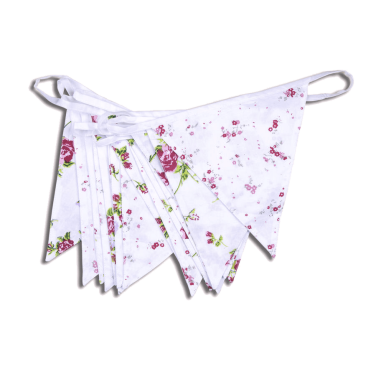 White & Cerise Floral Bunting (CBC)