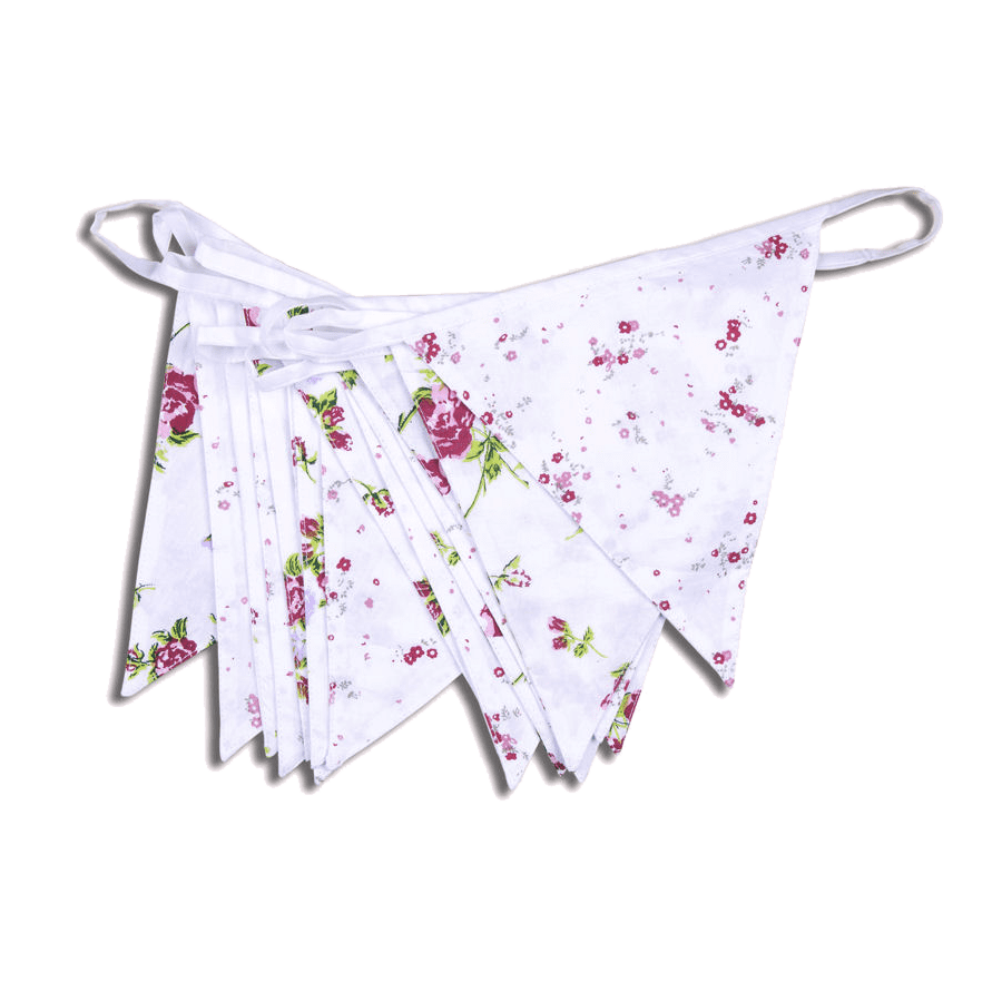 White & Cerise Floral Bunting (CBC)