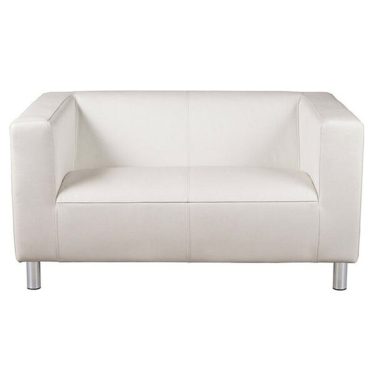 White-Faux-Leather-Two-Seater-Sofa-2- Hire