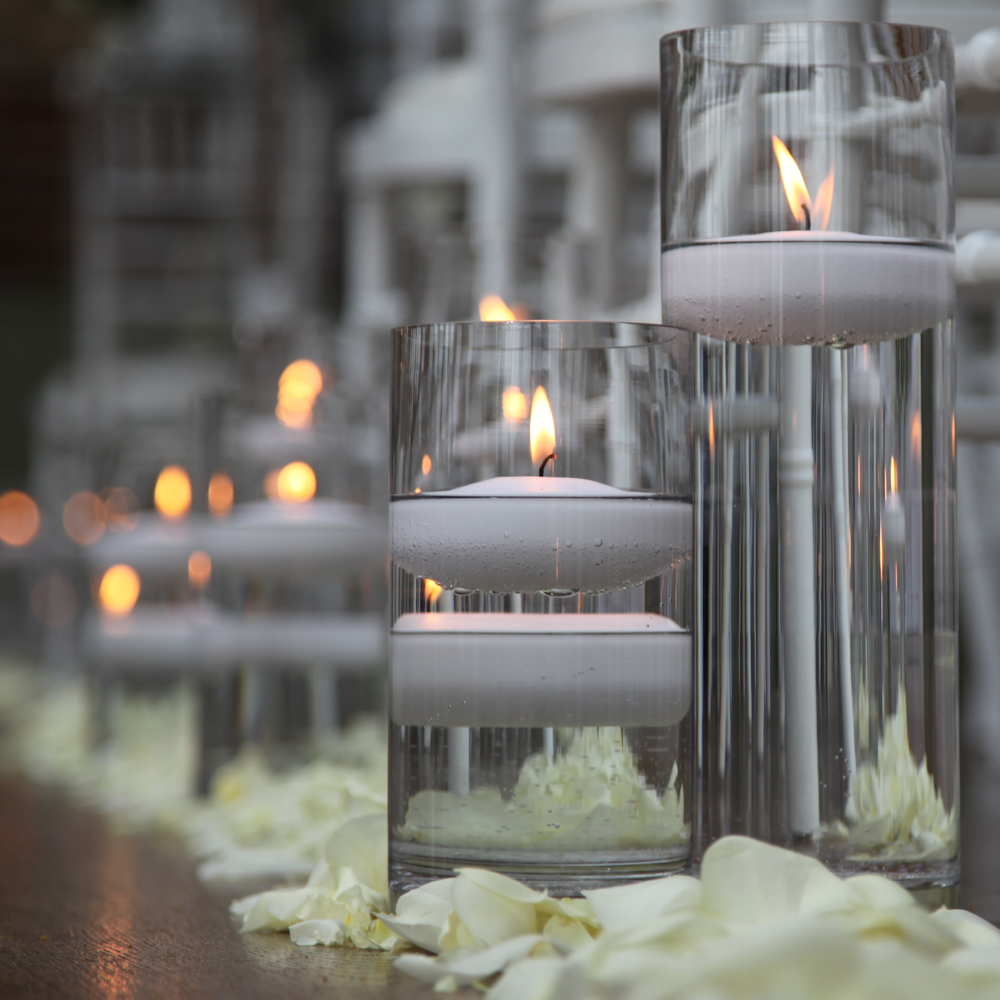 3 Floating Candles in Cylinder Vases