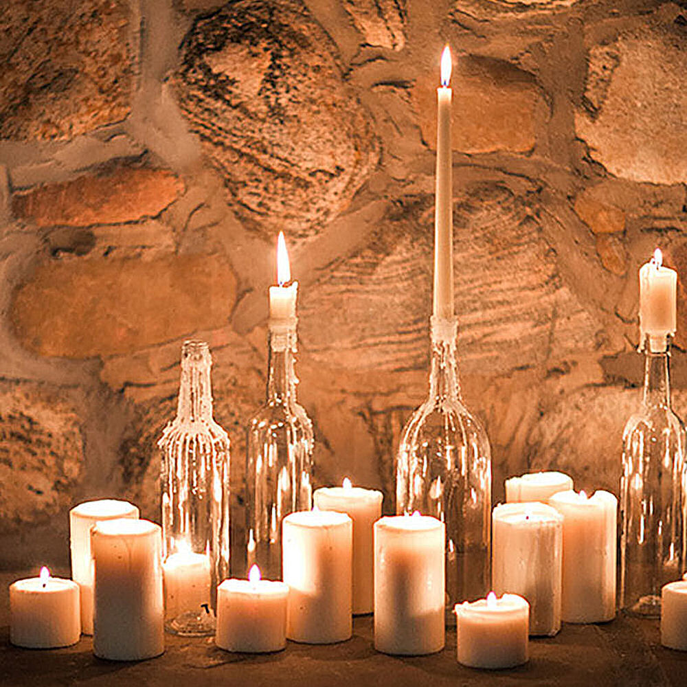 Bottle with Wax and Pillar Candles