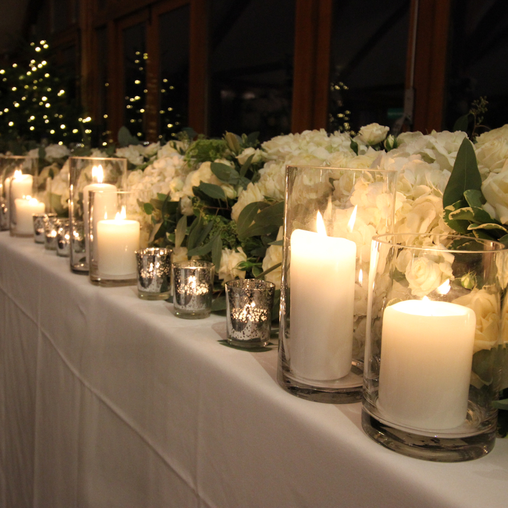 3 Pillar Candles in Cylinder Vases