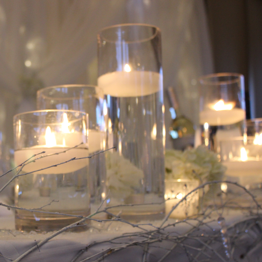 3 cylinder vases floating candles