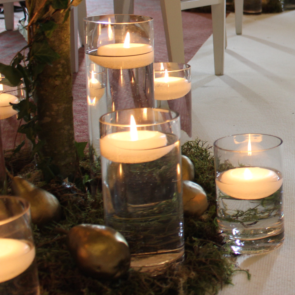3 cylinder vases floating candles