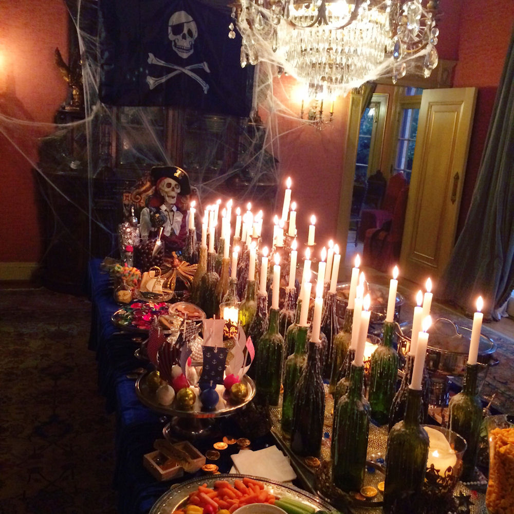 Pirate Themed Party Green Bottles with Wax