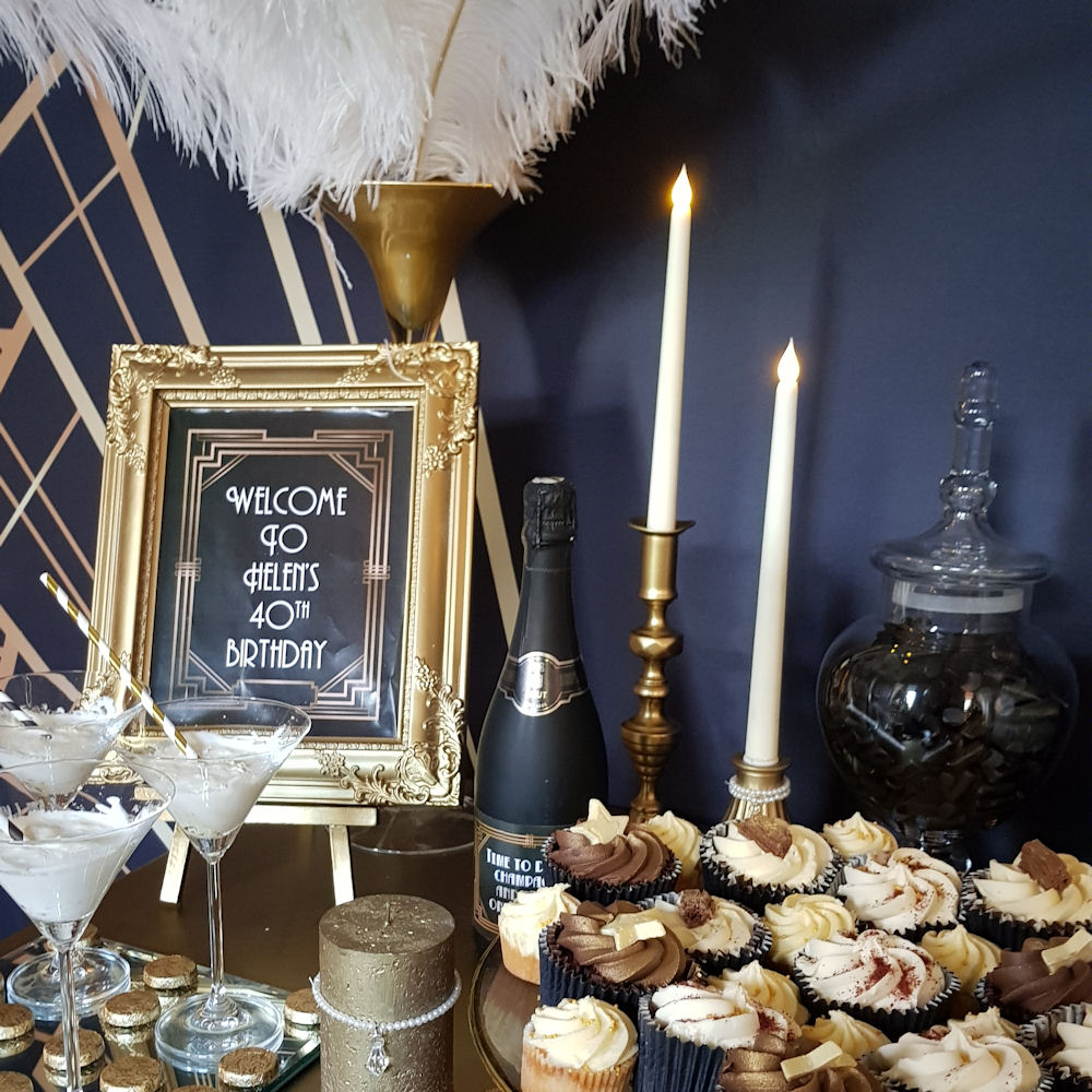 Gold Brass Candlestick Gatsby Dessert Table