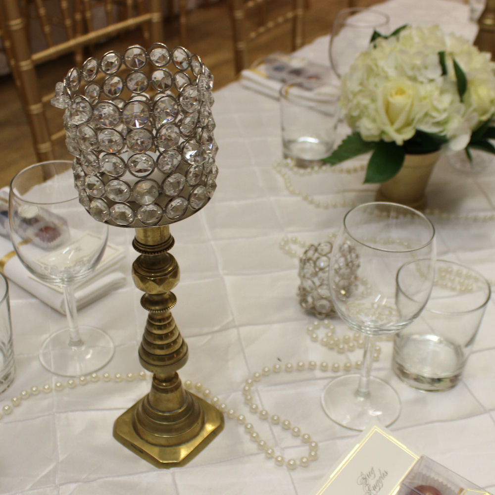 Gatsby gold candlesticks with crystal tops
