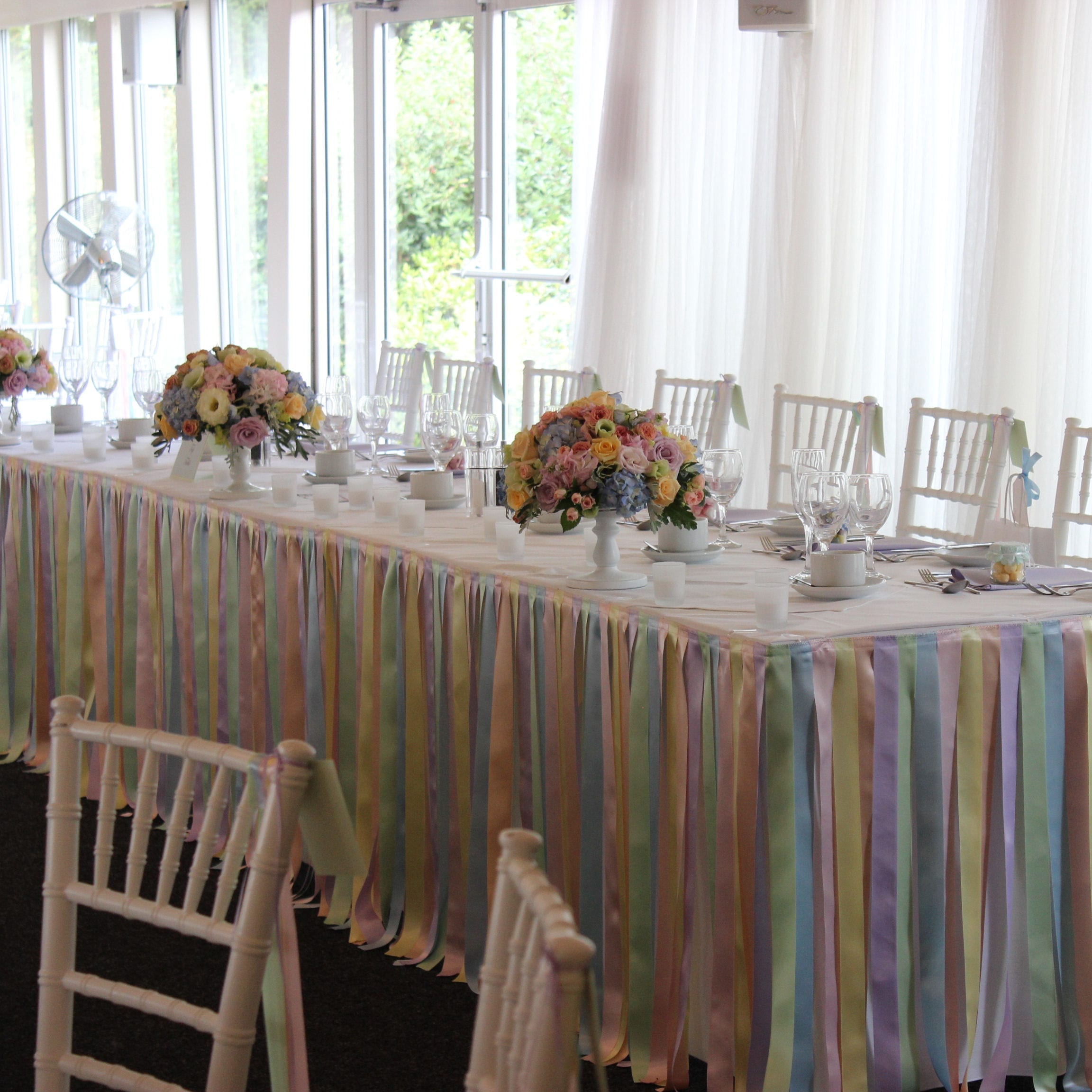 Pastel Ribbon Table Skirt