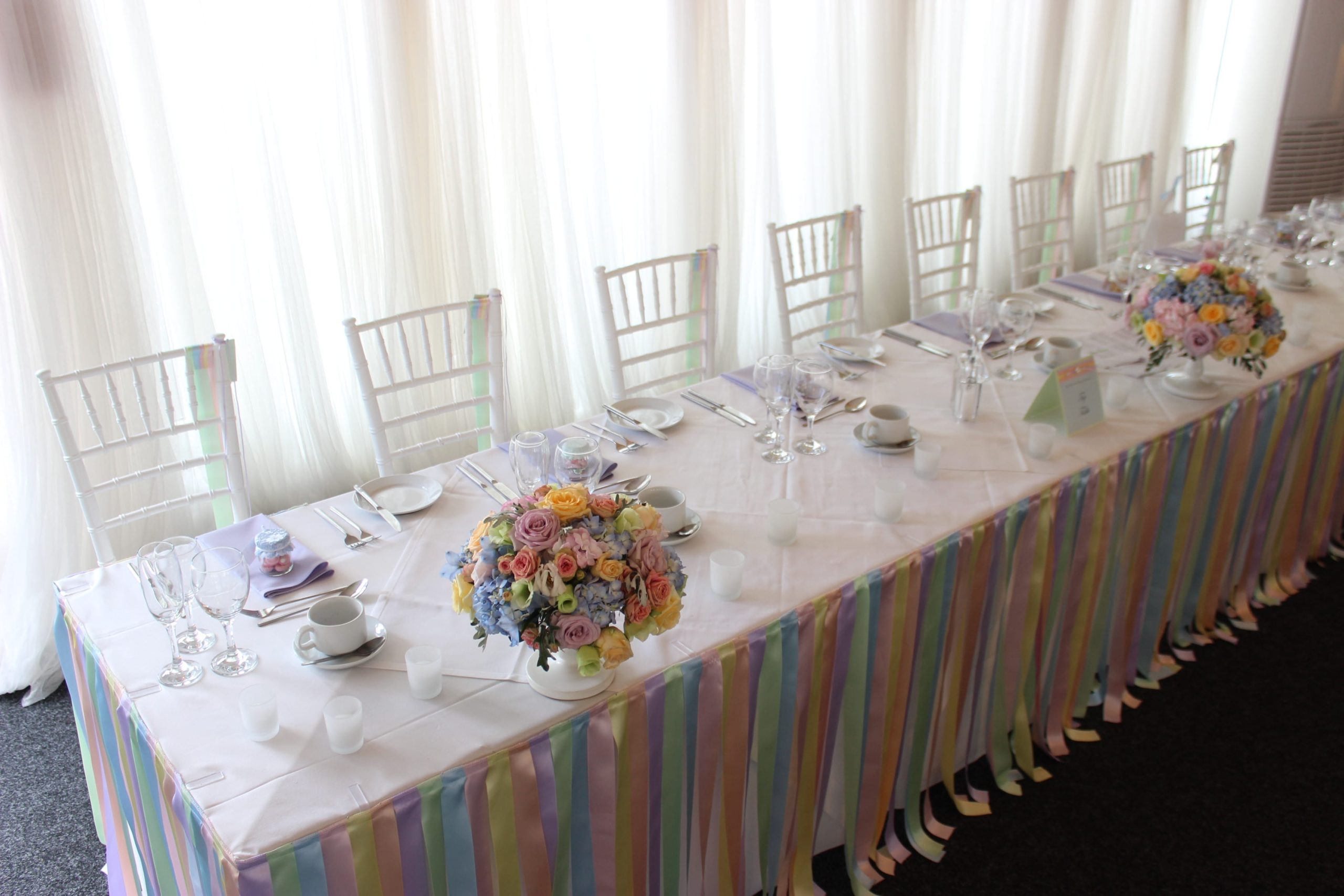 Pastel Ribbon Table Skirt