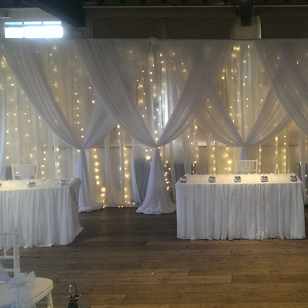 White Ruched Chiffon Tablecloth 2