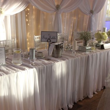 White Ruched Chiffon Tablecloth 6