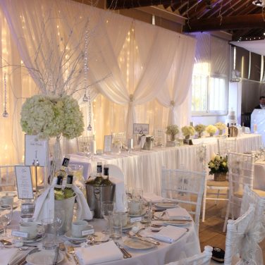 White Ruched Chiffon Tablecloth