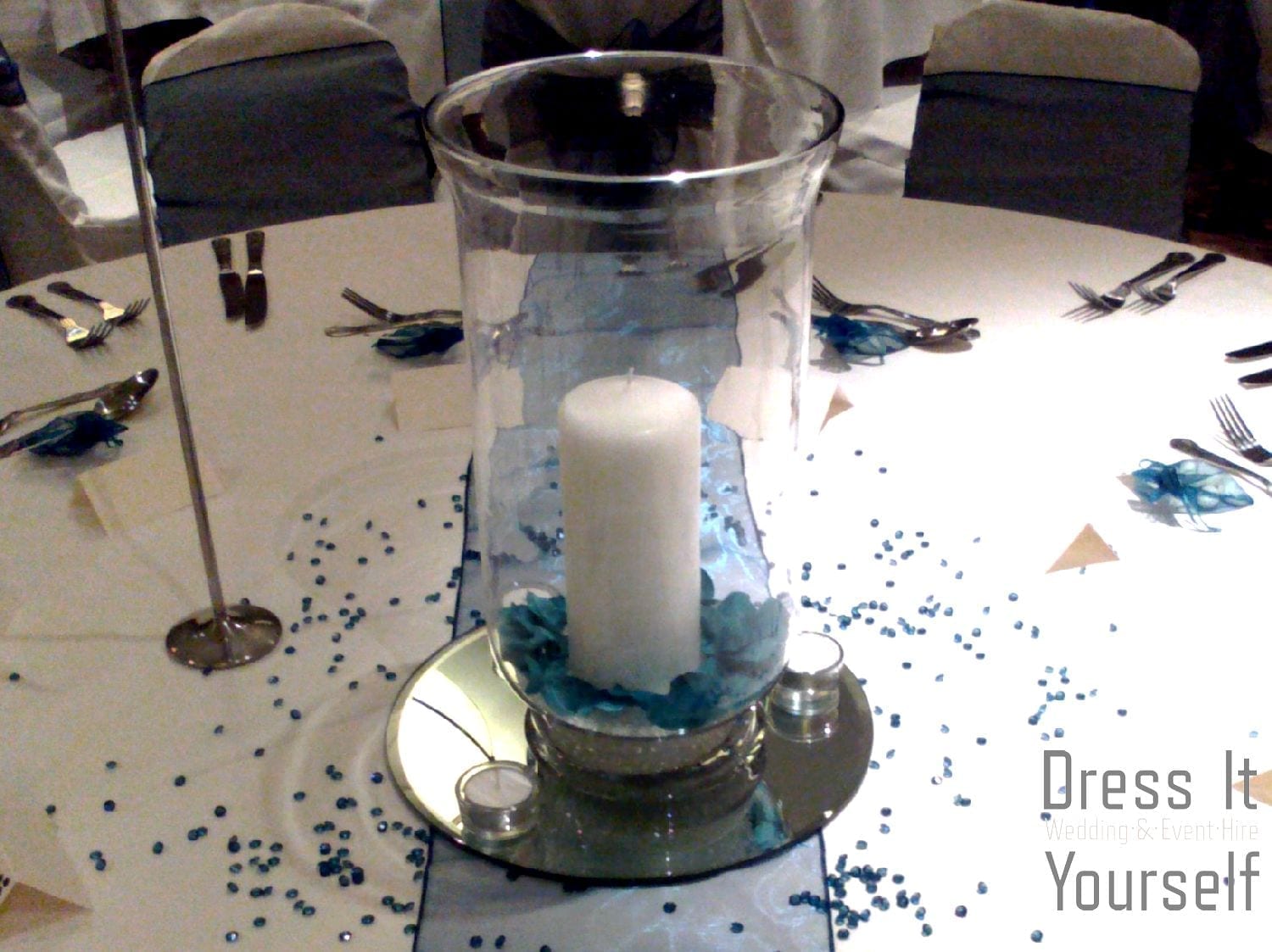 Medium Hurricane Vase with Teal Stones