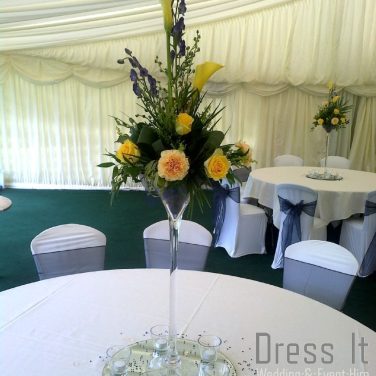 Cocktail Vase with Yellow & Blue Flowers