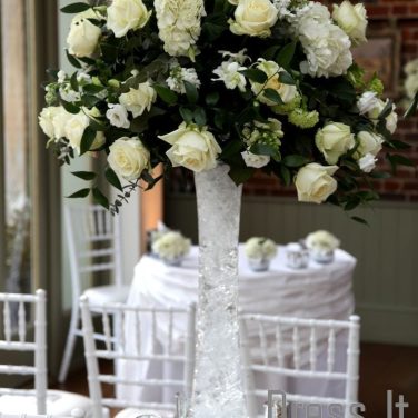 Wide Lily Vase with Ivory Flowers