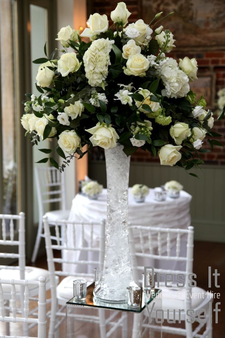 Wide Lily Vase with Ivory Flowers