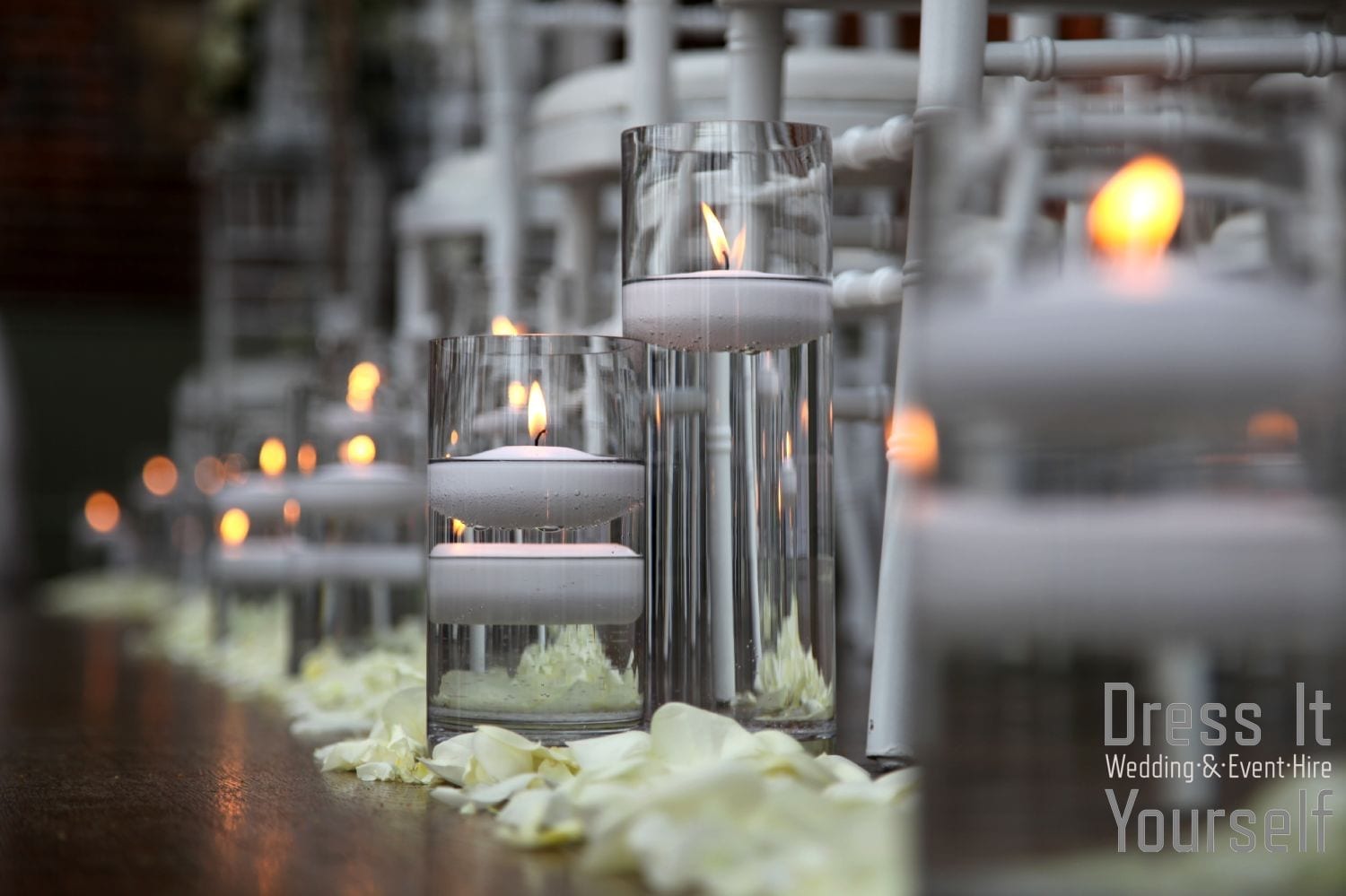Cylinder Vase with Floating Tea Lights