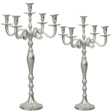 75cm & 95cm Silver Candelabra PNG
