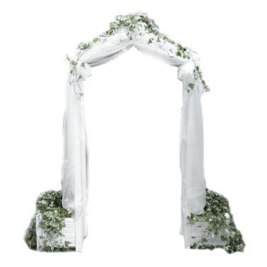 White Wedding Arch Hire with Organza & Ivy