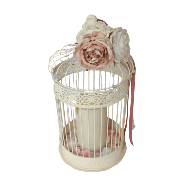 Bird Cage with Ribbon, Flowers & LED Candle Hire