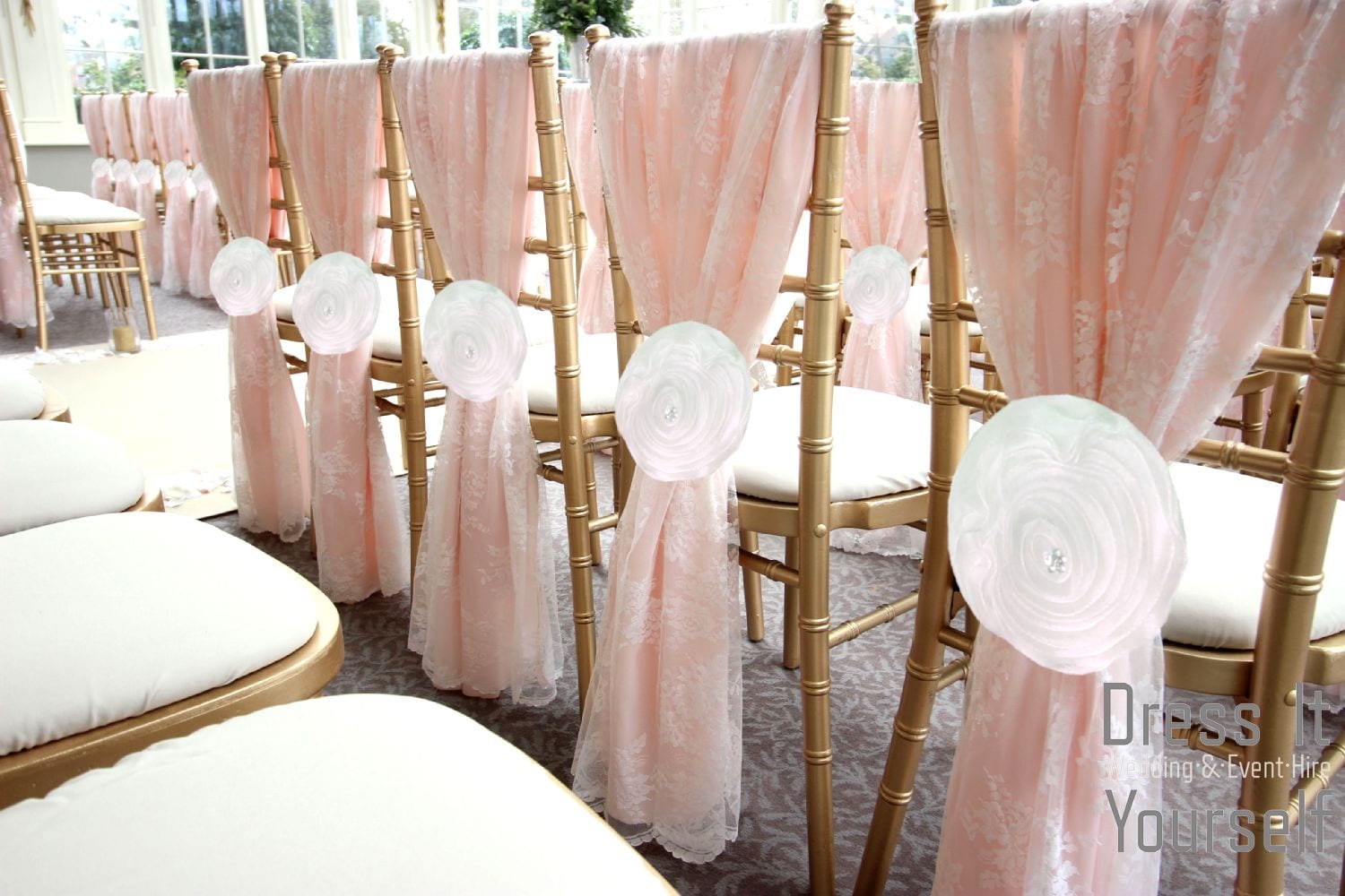 Blush Lace with Chiffon Flowers