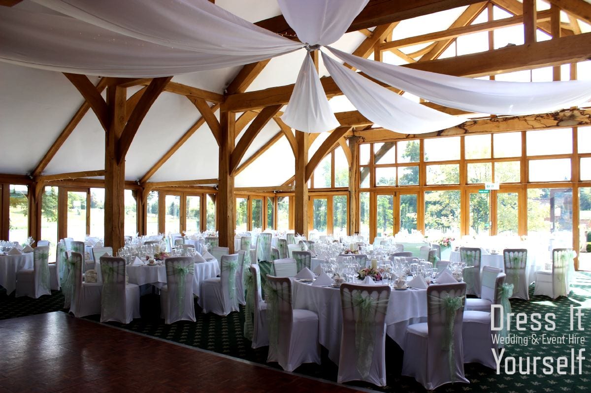 White Lycra Chair Cover with Organza Sash