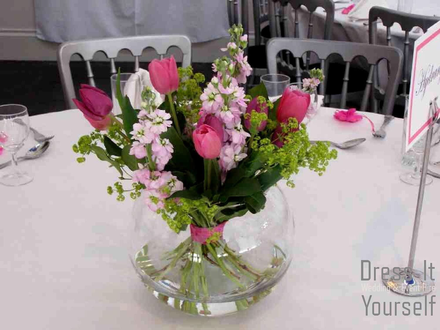 Fish Bowl with Posy of Flowers