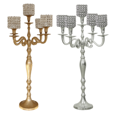 Gold & Silver Candelabra with Crystal Tops