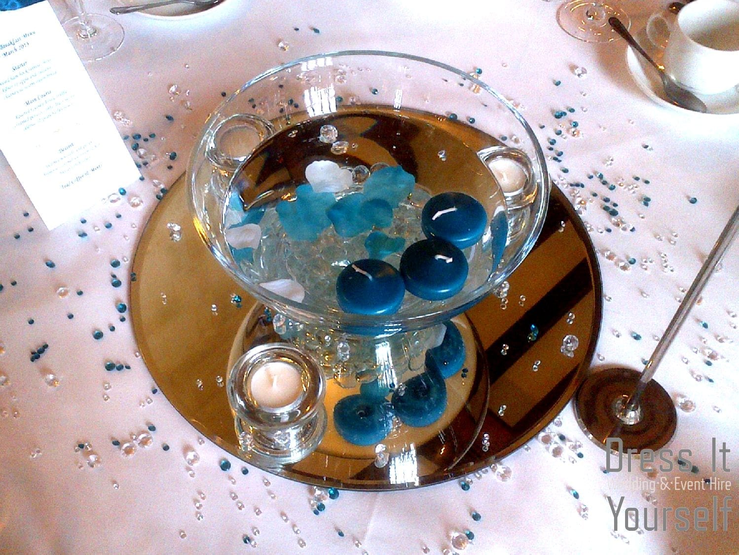 Open Tapered Bowl with Floating Candles & Petals