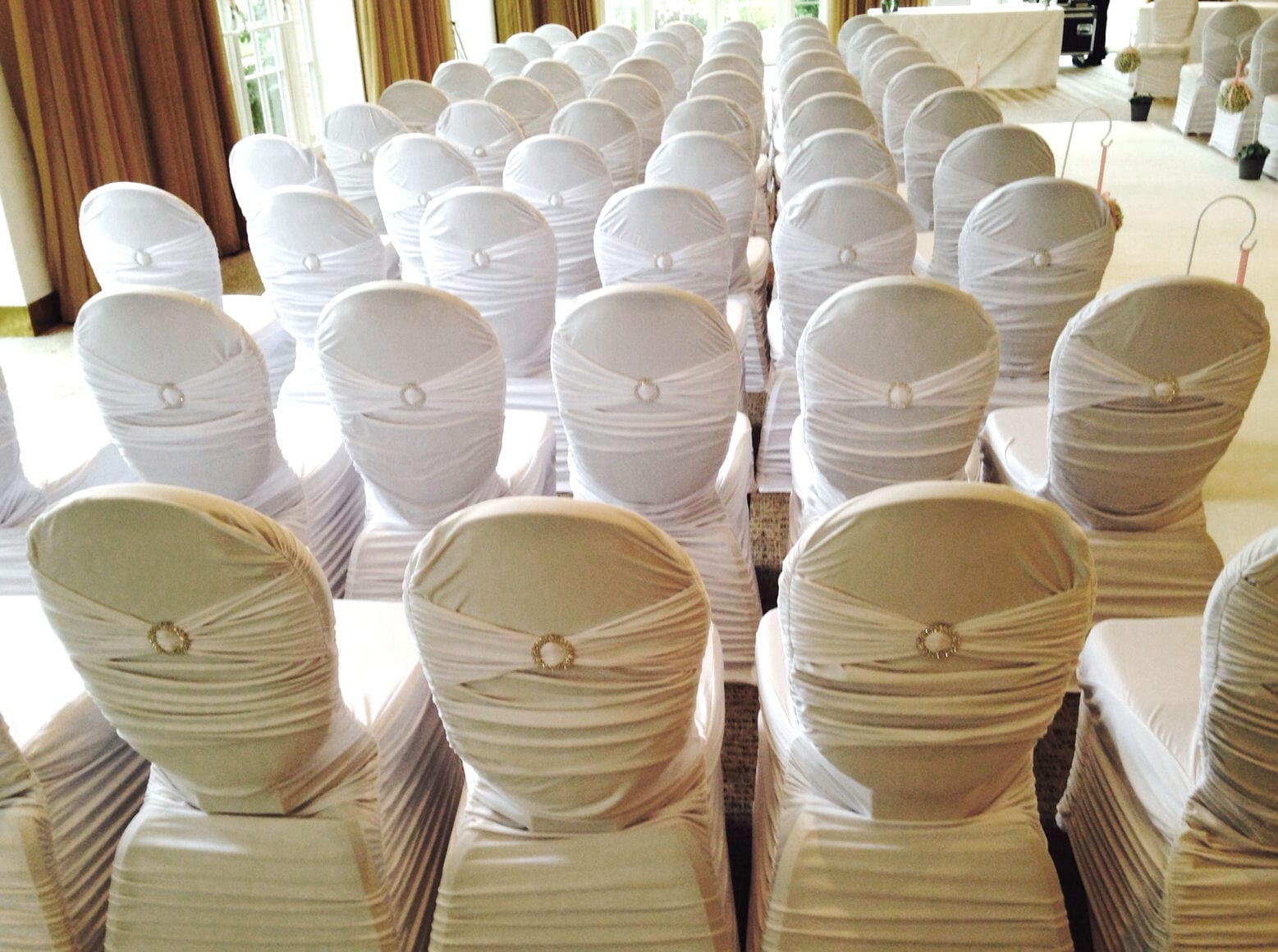 Rouched Chair Cover - Diamante Band