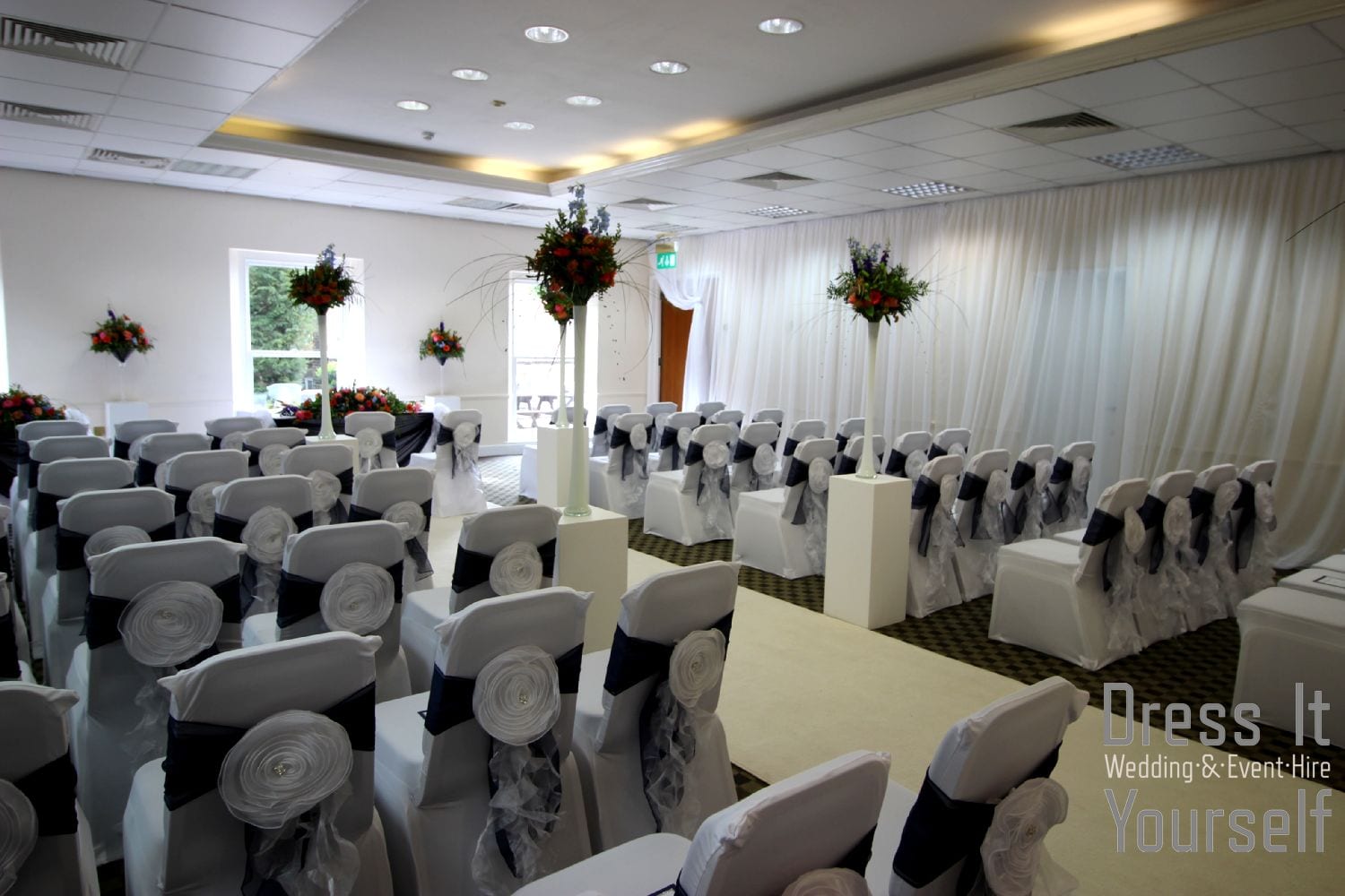 White Chiavari with Flower & Curly Ruffle