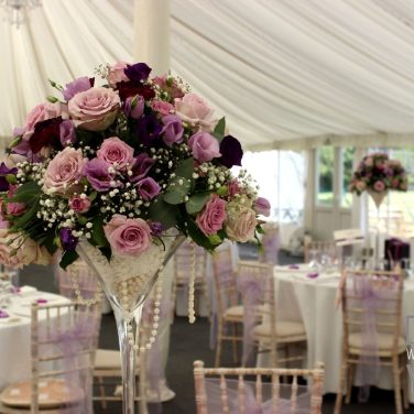 Large Martini Vase Purple & Lilac with Pearls