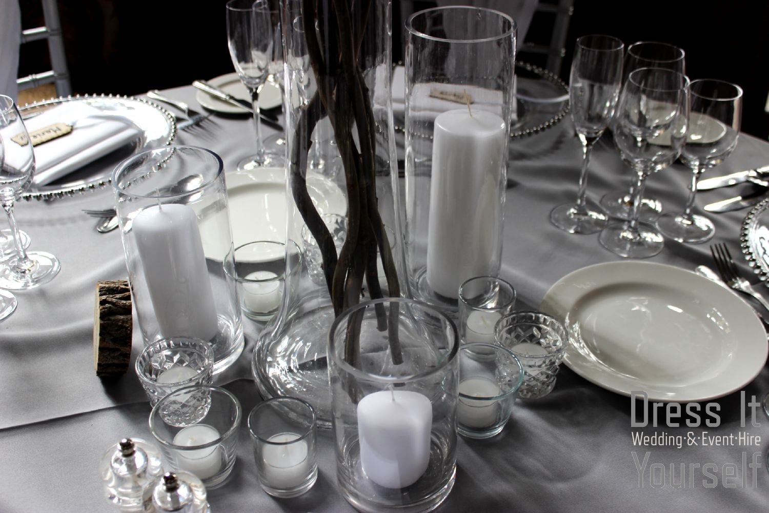 Cylinder Vase with Pillar Candles