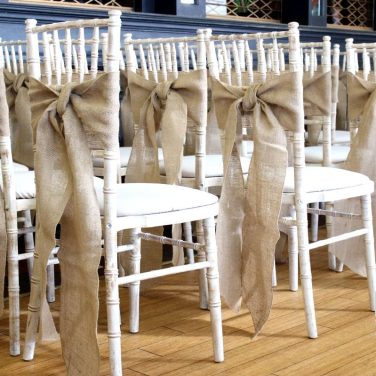 Hessian Sash on Limewash Chair